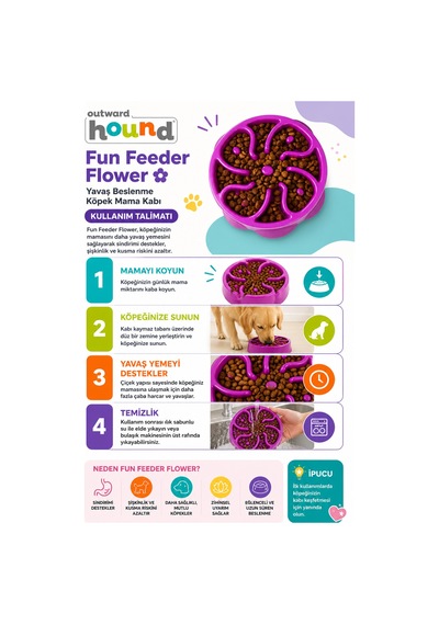 Fun Feeder Flower Yavaş Beslenme Köpek Mama Kabı Large