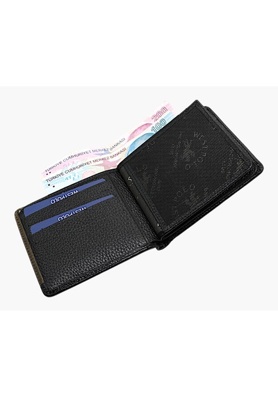 Westpolo Hakiki Deri Kağıt Para Ve Bol Kart Bölmeli Slim Unisex Cüzdan - Siyah-haki Siyah-cr Haki