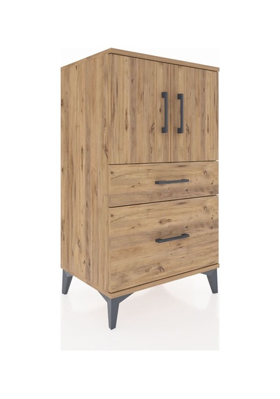 Hyperion Komodin 2 Raflı 2 Çekmeceli 2 Kapaklı 60x44x106 Çam-çam Çam