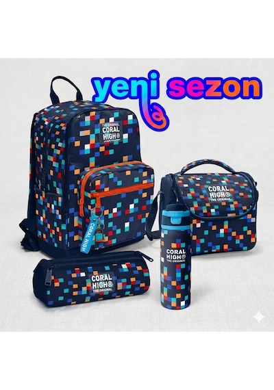Kids Desenli 4 Lü Okul Çanta Seti Çok Renkli
