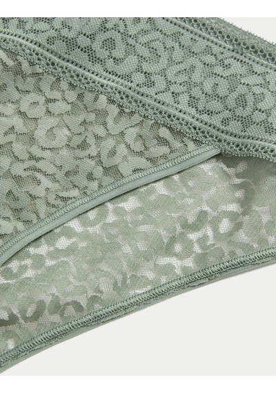 Marks & Spencer Dantel Detaylı Brazilian Tipi Külot T61006232B Açık Haki
