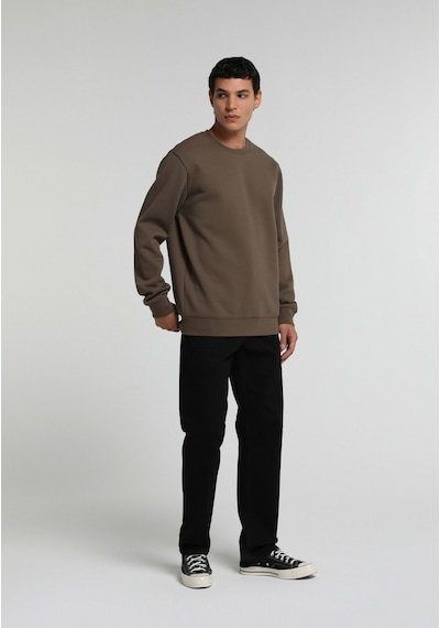 Colin's Colins Regular Fit Yuvarlak Yaka Düz Erkek Kahverengi Sweatshirt Cl1082264 Q1.v2 Tpe Gri