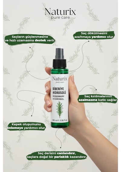 Naturix Doğal Dökülme Karşıtı ve Saç Uzamasını Biberiye Suyu 100 ML