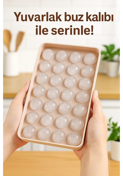 Küp Şekilli Yuvarlak Buz Kalıbı Kapaklı Küre Buz Kalıpları Dondurma Tatlı Soğuk Içecek Plastik Çok R Diğer