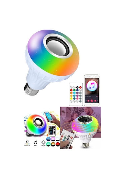 Wn-1156 Rgb Led Lamba Duya Takılan Bluetooth Hoparlör Uzaktan Kumandalı 3w Speaker 5w Led Aydınlatma