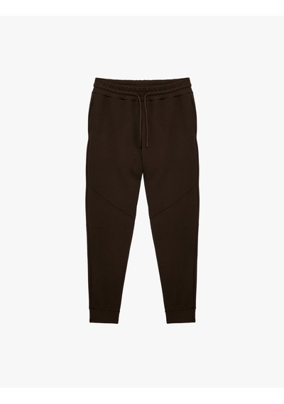 Koton Viskon Karışımlı Cepli Beli Bağcıklı Jogger Spor Eşofman Altı Kahverengi 6sam40082nk