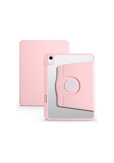 İpad 10.9 2022 10.nesil A2696-a2757-a2777-a3162 Uyumlu Kalem Bölmeli Dönebilen Standlı Termik Tablet Kılıfı - Pembe - T26182