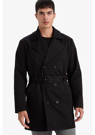 DeFacto Slim Fit Dar Kesim Düğmeli Kemerli Trençkot D5528AX25SPBK27 DeFacto Slim Fit Dar Kesim Düğmeli Kemerli Trençkot D5528AX25SPBK27