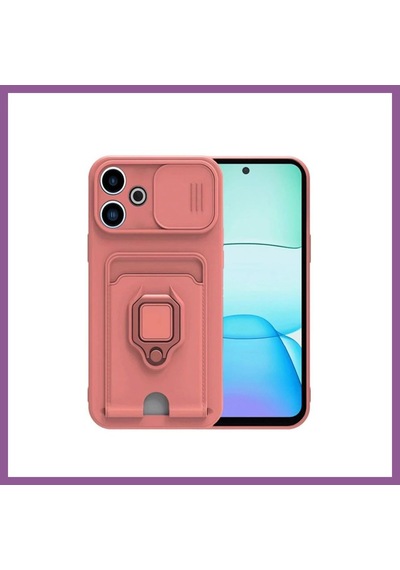 Bezos Redmi 13 4g Uyumlu Kılıf Zuma Kartvizitli Yüzüklü Silikon - Pembe Rengaren