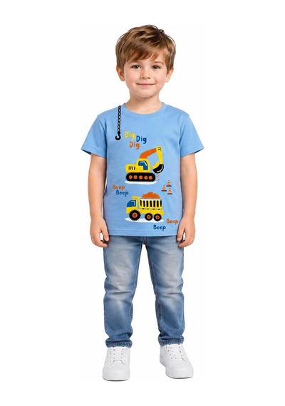Yale Kids 1-4 Yaş Erkek Çocuk %95 Pamuklu Tişört Mavi