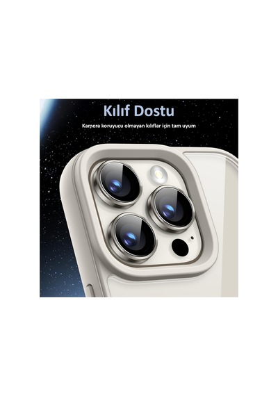 İphone 16 Pro / 16 Pro Max Uyumlu Safir Lens Çizilmez Dayanıklı Kamera Koruyucu Çöl