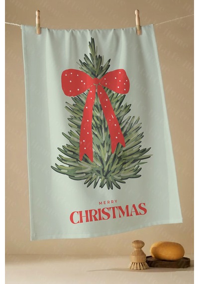 Yılbaşı & Christmas Desenli Tek Taraf Baskılı 3'lü Mutfak Havlusu Kurulama Bezi Seti 60x40 Cm Çok Renkli