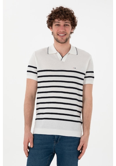 U.S. Polo Assn. Erkek Slim Fit Polo Yaka Beyaz Tişört 50302971-VR013