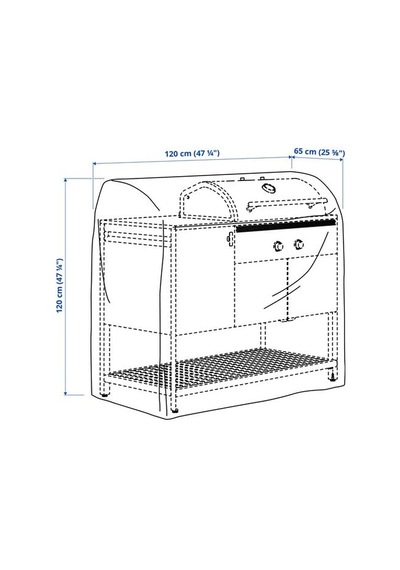 Ikea Tosterö Dış Mekan Mobilya Kılıfı, Siyah, 120x65 Cm