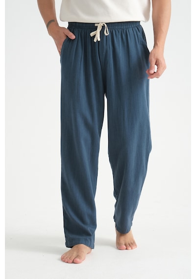 Redline Luxe Erkek Baggy Keten Karışımı Rahat Pantolon Bol Paça Yeni Sezon Lacivert