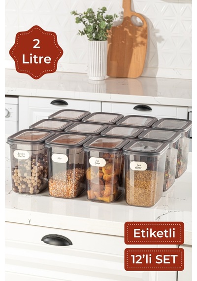 Vienev Etiketli Peggy Uzun Dikdörtgen Saklama Kabı Antrasit 12'li Antrasit