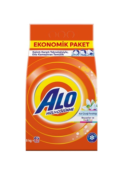Alo Toz Çamaşır Deterjanı Kar Çiçeği Ferahlığı Beyazlar Ve Renkliler Aqua Pudra 8 Kg 3 Adet Diğer