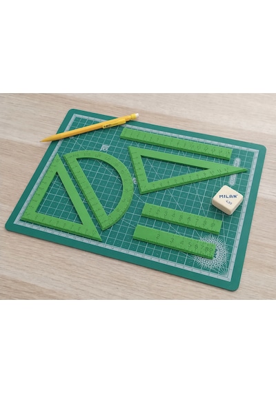 3d Baskı Geometri Cetvel Seti - İletki, Gönye Ve Ölçüm Araçları - Yeşil