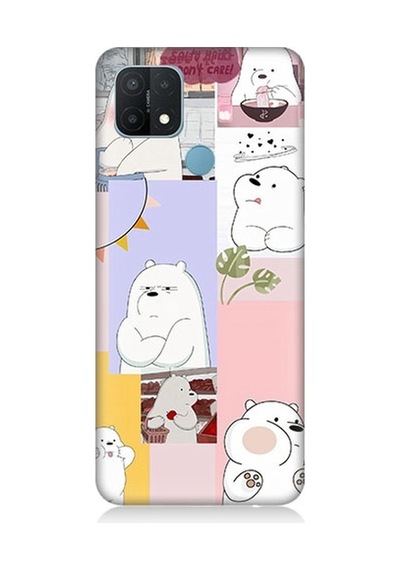 Oppo A15 Uyumlu Beyaz Pandalar Desenli Silikon Kılıf