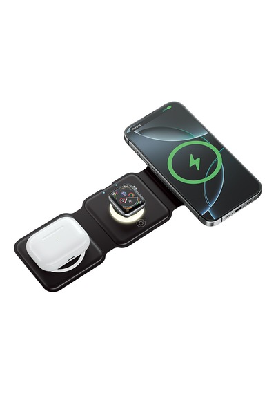 Vention 3'ü 1 Arada Magsafe Uyumlu 15w Kablosuz Hızlı Şarj Cihazı Led Gece Lambalı İphone Apple Watch Apple AirPods Uyumlu