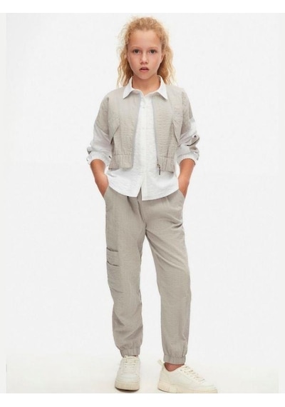 Nk Kids Kız Çocuk Bel Bel Paça Lastikli Pantolon-15564 Gri