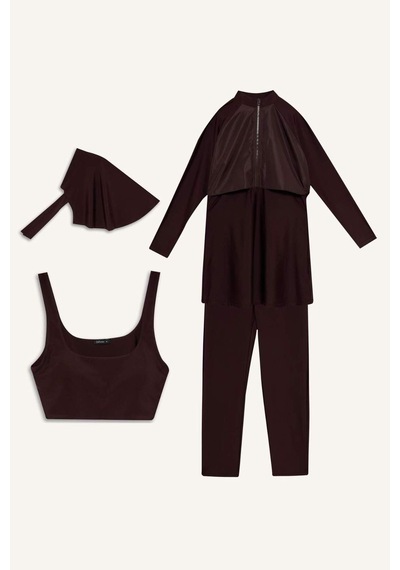 Defacto Regular Fıt 5li Kahverengi Burkini Mayo G8897ax26smbn340 Kahve-bn340