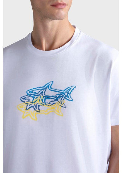 Paul & Shark Erkek T Shirt 24411041 010 Beyaz Beyaz
