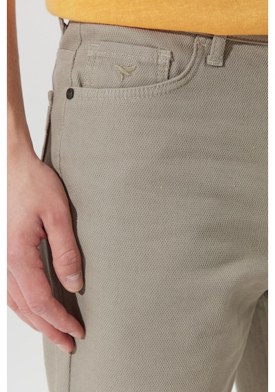 Ac&Co / Altınyıldız Classics Erkek Hakı Slim Fit Dar Kesim 5 Cep Armürlü Şort