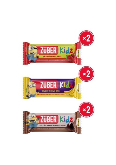 Kidz Meyve Bar Tanışma Paketi 25g X 6 Adet Çilekli, Muzlu, Sütlü Kakaolu