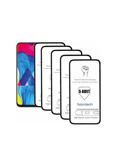 Bzontech Samsung Galaxy M10 İle Uyumlu Ekran Koruyucu Tam Kaplayan 5li Set