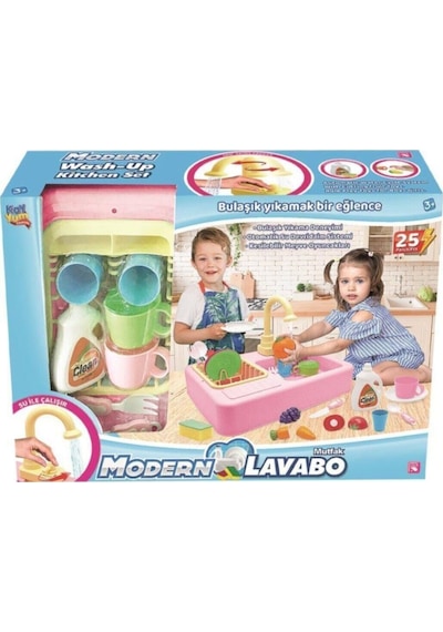 Kayyum Modern Çeşmeli Lavabo Seti Pilli Mutfak Oyuncak Seti