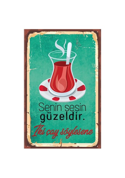 Çay Ve Kahve Temalı Retro Ahşap Poster Renkli - 515852266 Renkli
