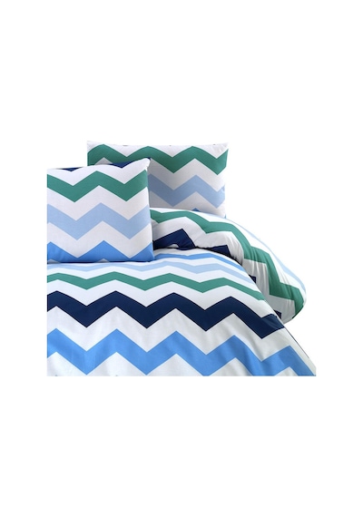 Menderes Home Cotton Collection Ranforce Çift Kişilik Nevresim Seti Zigzag Lacivert Renkli