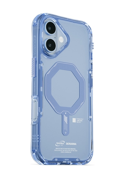 Apple Uyumlu iPhone 17 Kılıf M-safe Şarj Özellikli Şeffaf Airbag Skinarma Saido Mag-charge Kapak Mavi