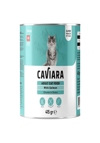 Caviara Kedi Konservesi Sos İçinde Et Parçacıklı Somonlu 415 Gr