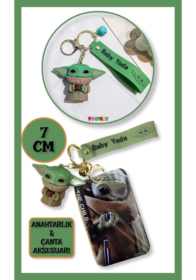 Star Wars Mandalorian The Child Grogu Baby Yoda Figür Anahtarlık Ve Kartlık 2 Si Bir Arada - Model 5