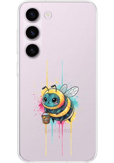 Samsung Galaxy S23 Plus İle Uyumlu Splash Arı Tasarımlı Şeffaf Silikon Kılıf Şeffaf