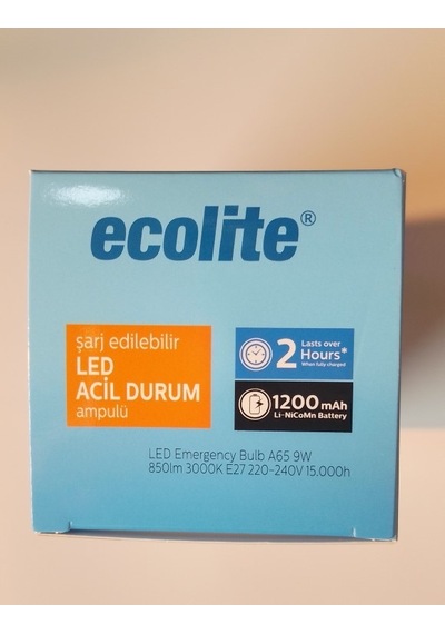 Ecolite Led Şarjlı Ampul A65 9w 3000k E27