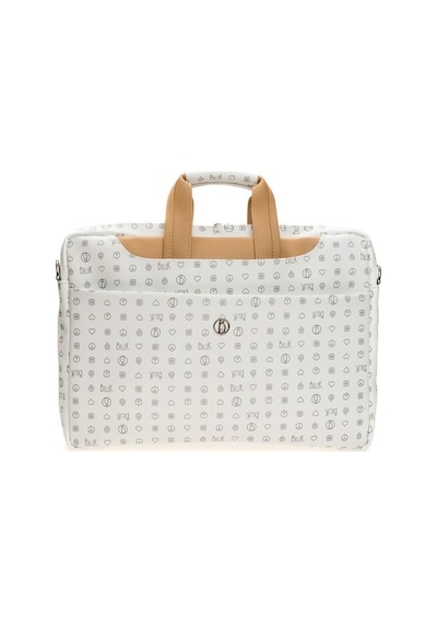 Bilik Deri Monogram Beyaz/Camel Unisex Laptop & Evrak Çantası BRI Beyaz - Camel