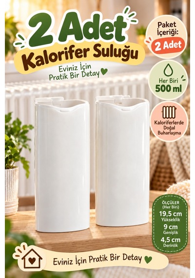 Beyaz Kalorifer Suluğu 2'li Set Her Biri 500 Ml Askılı Petek Su Haznesi Evde İçin Radyatör Aksesuarı