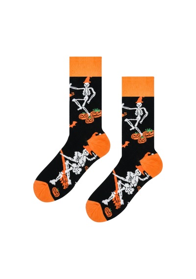 Carnaval Socks İskelet Ve Bal Kabağı Desenli Halloween Çorabı Çok Renkli