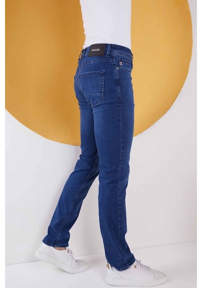 Vikingsjeans Erkek Mavi Düz Klasik Rahat Kesim Regular Fit Likralı Kot Jeans Mavi
