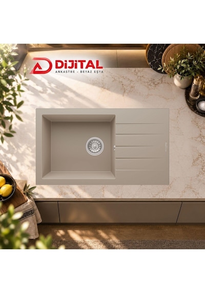Real Stone P010 Assos 76 Xl Cappucino Granit Mutfak Eviyesi 76x43.5 Cm Cappuccino