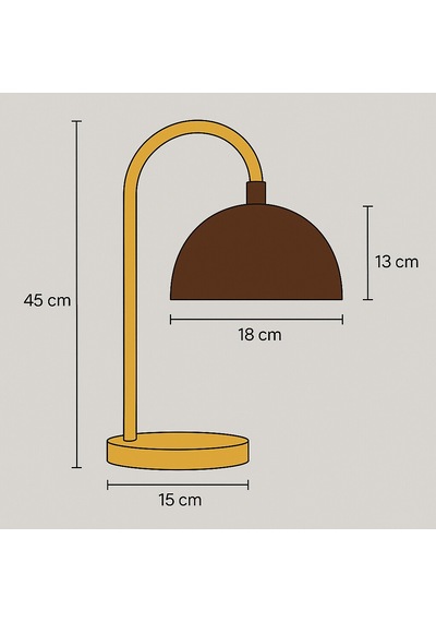 Mellow Arc Masa Metal Masa Lambası E27 Duy Ofis & Çalışma Masası Lambası Kahverengi