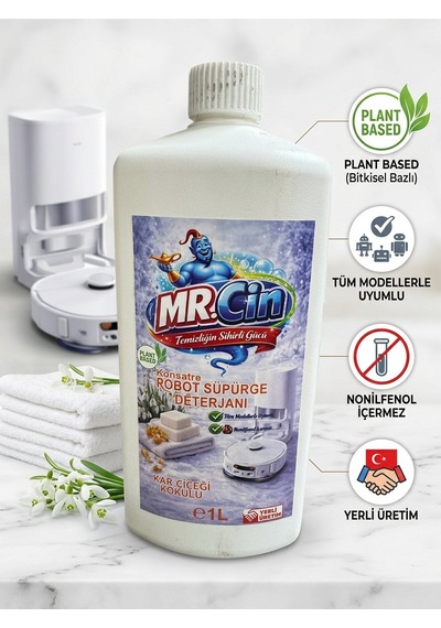 Mr.cin Robot Süpürge Deterjanı Karçiçeği Kokulu 1 Litre Tekli
