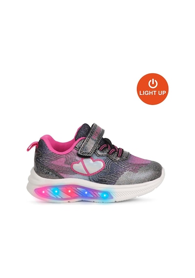 Buckhead 3042 Nına Kız Çocuk Kalpli Sim Işıklı Cırtlı Spor Ayakkabı Siyah