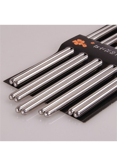 Çılgıntrend Metal Chopstick 5'Li Paslanmaz Çelik Çin Çubuğu Çok Renkli