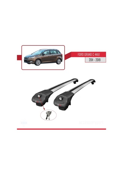 Ford Grand C-max 2011-2019 Arası İle Uyumlu Ace-1 Ara Atkı Tavan Barı Gri