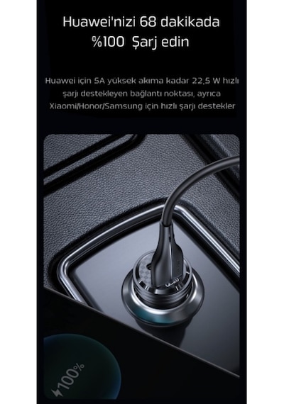 Livx Transparent 45w Pd/qc Mini Araç Şarj Cihazı Ve 50cm Hızlı Şa