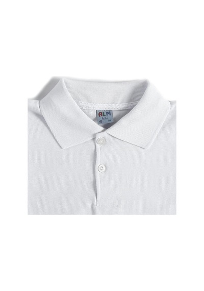 Beyaz Kısa Kol Düz Renk Yakalı 6-17 Yaş Çocuk Okul Lakos Tişört Polo Yaka T-shirt Beyaz